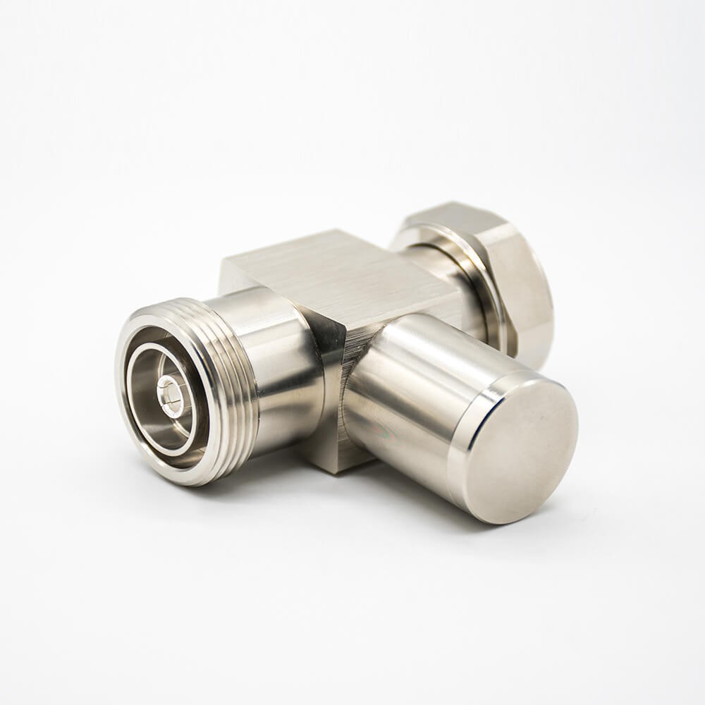 Elecbee Coaxial RF Lightning Arrester DIN Male Butt-Joint Female T Type IP67 Straight Nickel Plating