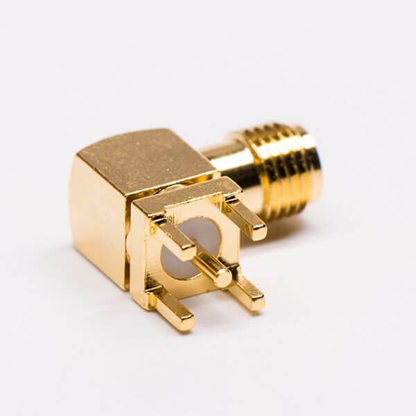 Elecbee RF Coaxial connector Standard SMA Jack Right Angle Solder Type for PCB mount