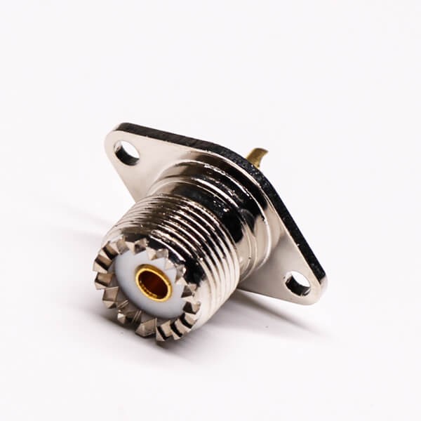 Elecbee 20pcs UHF Female 180° Connector Solder Type 2 Hole for Flange Mount