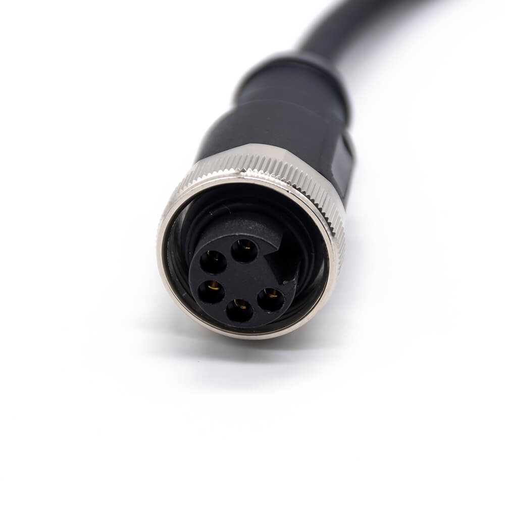 Elecbee M7/8 Jack 5 Pin Straight 1m 18AWG Single Ended Cable UnShielded Over Molded Cable Connector