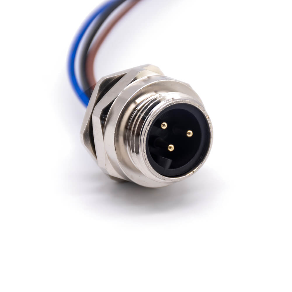 Elecbee M7/8 Plug 3 Pin Straight Balkhead Back Mount 30cm 18AWG Single Ended Cable UnShielded