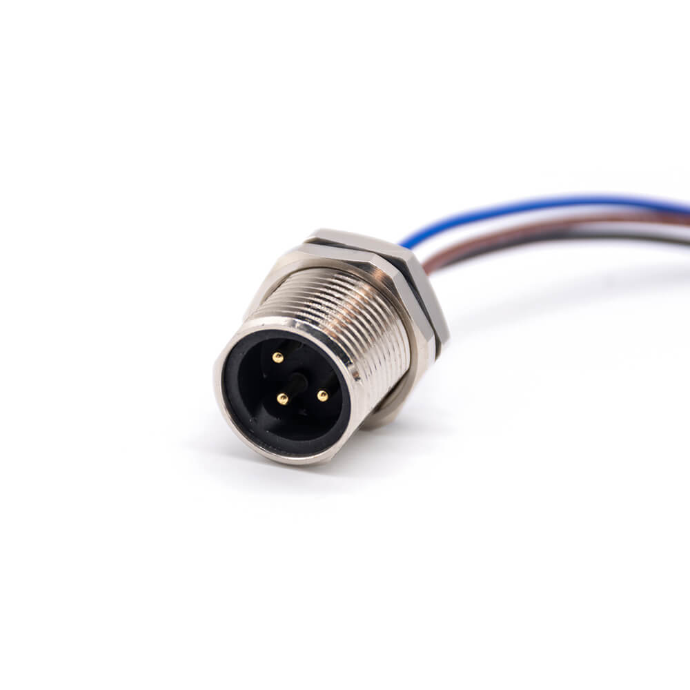 Elecbee M7/8 Plug 3 Pin Straight Balkhead Front Mount 30cm18AWG Single Ended Cable UnShielded