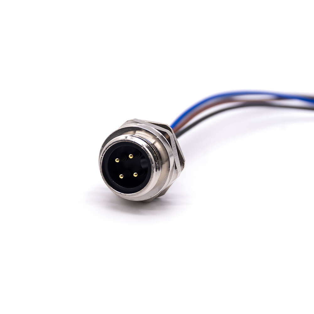 Elecbee M7/8 Plug 4 Pin Straight Balkhead Back Mount 30cm 18AWG Single Ended Cable UnShielded