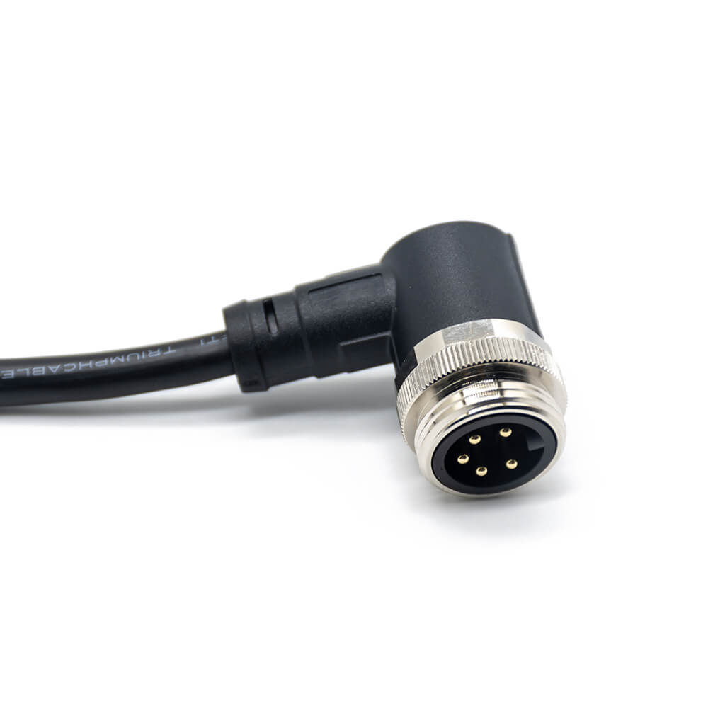 Elecbee M7/8 Plug 5 Pin R/A 1m 18AWG Single Ended Cable UnShielded Molded Cable Connector