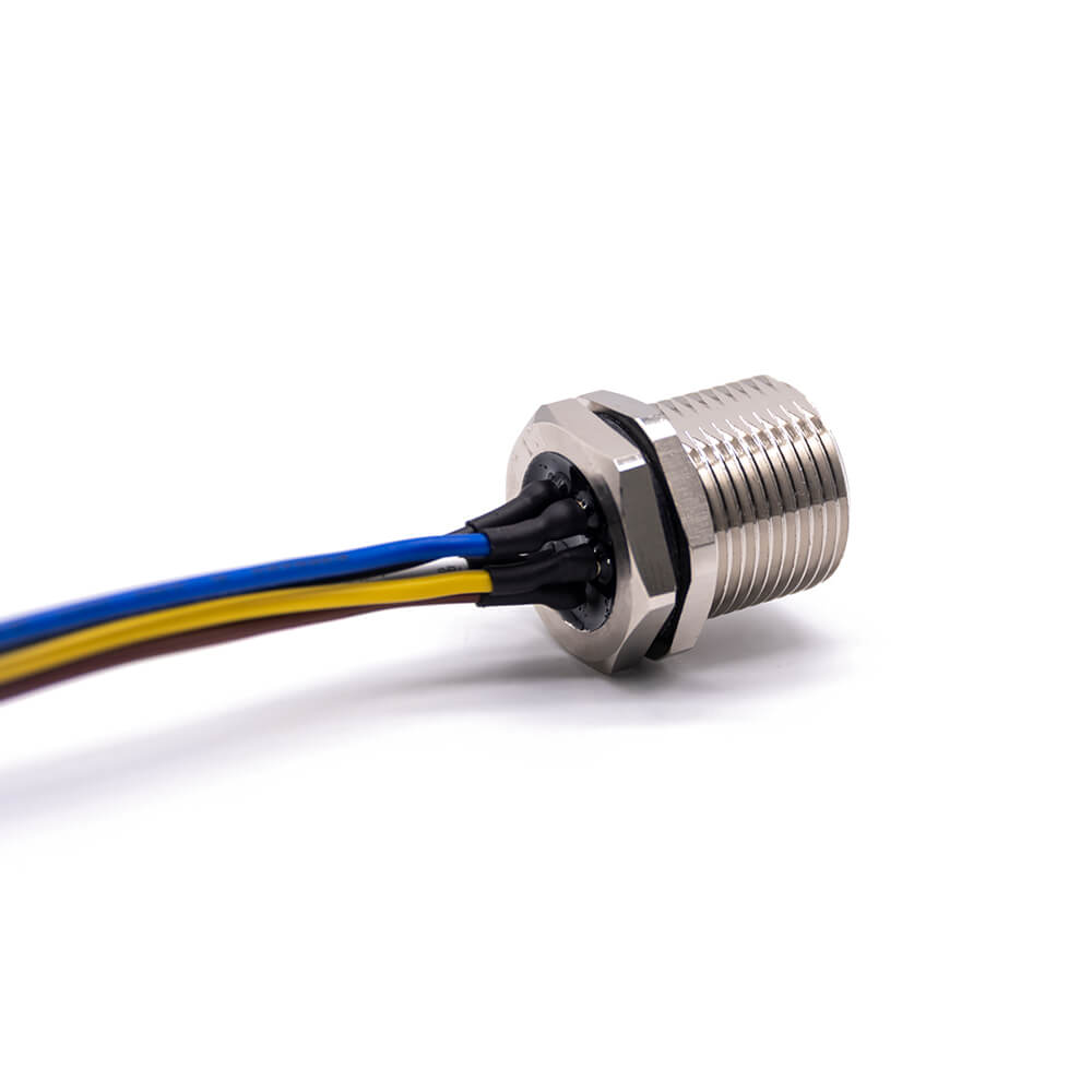 Elecbee M7/8 Plug 5 Pin Straight Balkhead Front Mount 30cm 18AWG Single Ended Cable UnShielded