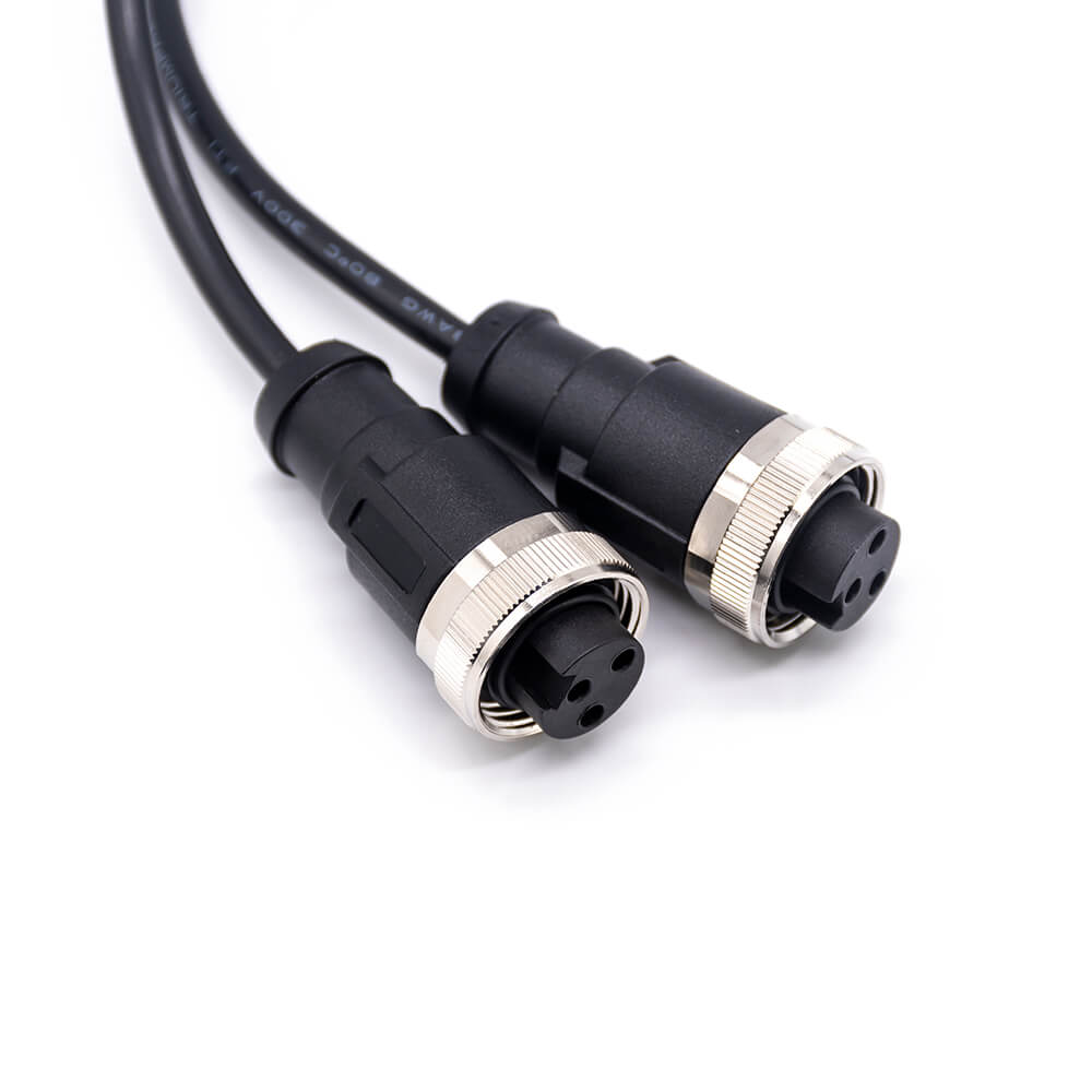 Elecbee M7/8 Straight Jack to 7/8 Straight Jack Cable Assemblies 3 Pin 1m 18AWG Cable UnShielded