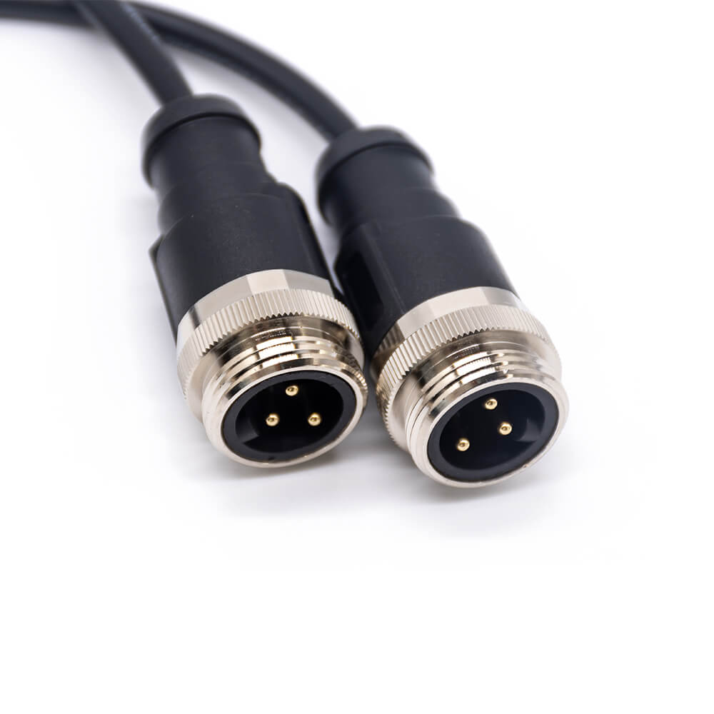 Elecbee M7/8 Straight Plug to 7/8 Straight Plug Cable Assemblies 3 Pin 1m 18AWG Cable UnShielded