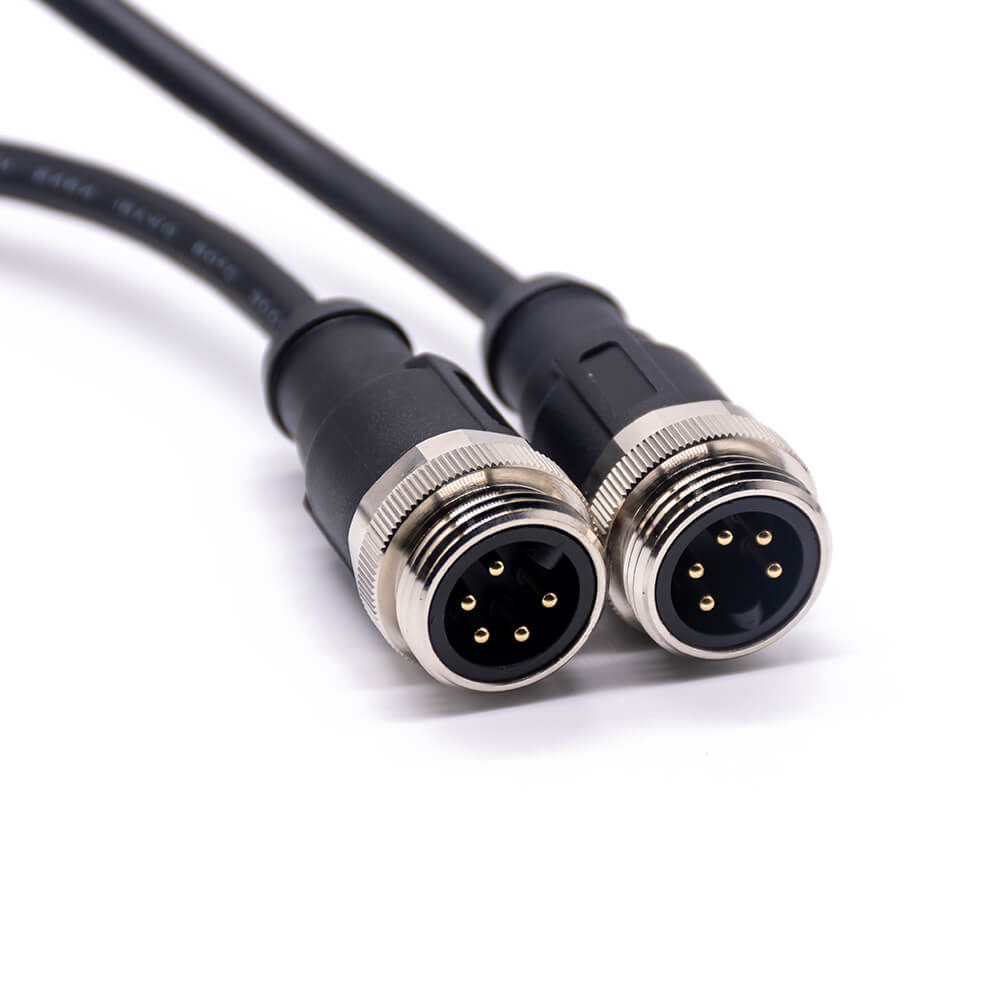 Elecbee M7/8 Straight Plug to 7/8 Straight Plug Cable Assemblies 5 Pin 1m 18AWG Cable UnShielded