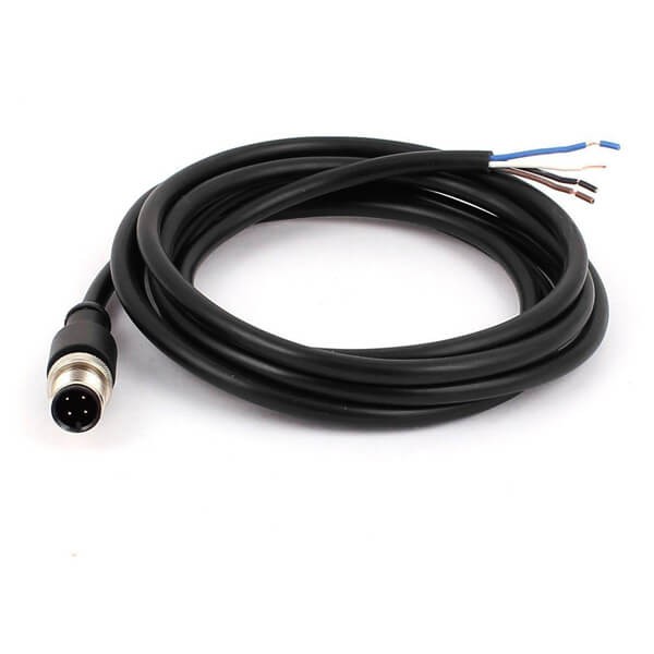 Elecbee 10pcs M12 Male Straight 4 Pin Aviation Connector Electrical Cable 2M AWG22 A Code