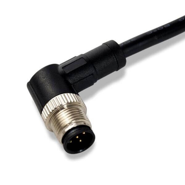 Elecbee 4 Pin M12 Cable Male Right Angled Connector A Code Moulded Cable 1M AWG22 Ip68 PVC Cable Black 10PCS