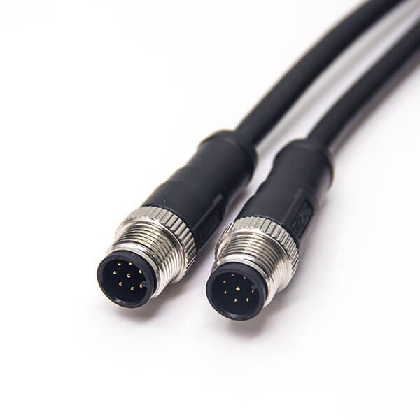 Elecbee 8 Pin M12 Cable Male Plug A Code Assembly Extension Cable 1M AWG24 2pcs