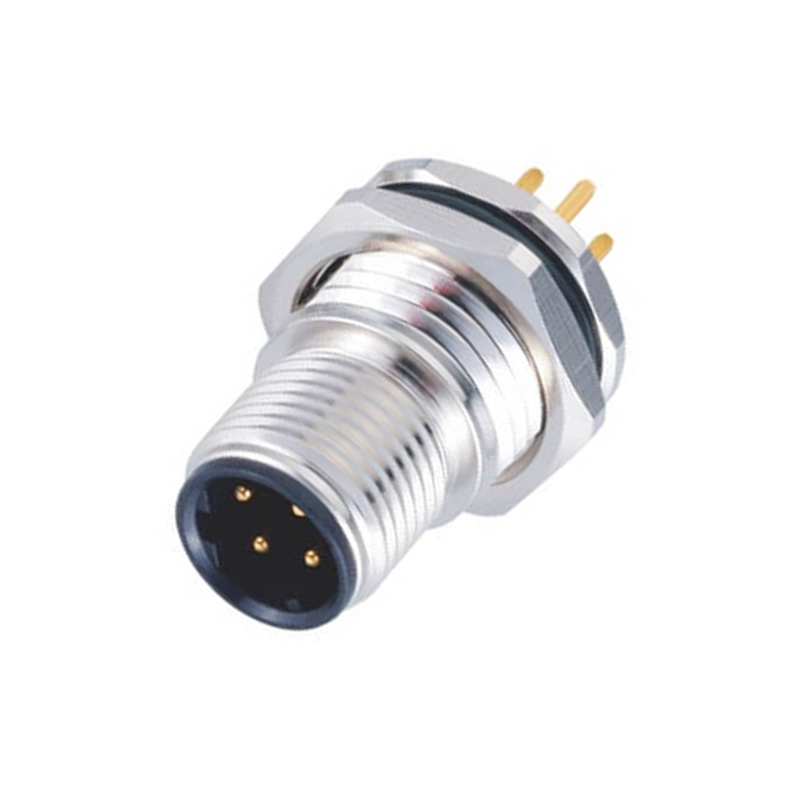 Elecbee 10 pcs M12 Panel Receptacles D Code Straight 4pin Male Non-shield connector