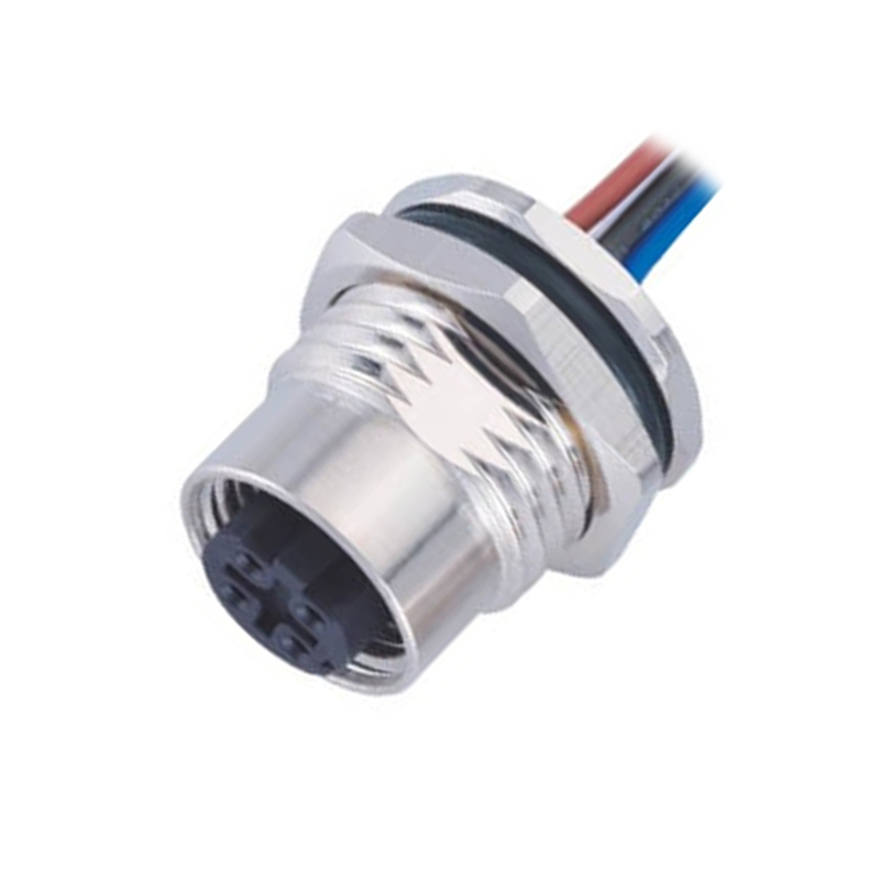 Elecbee 10 pcs M12 Panel Receptacles D Code Straight 4 pin  Female Non-shield connector with 1M cable length