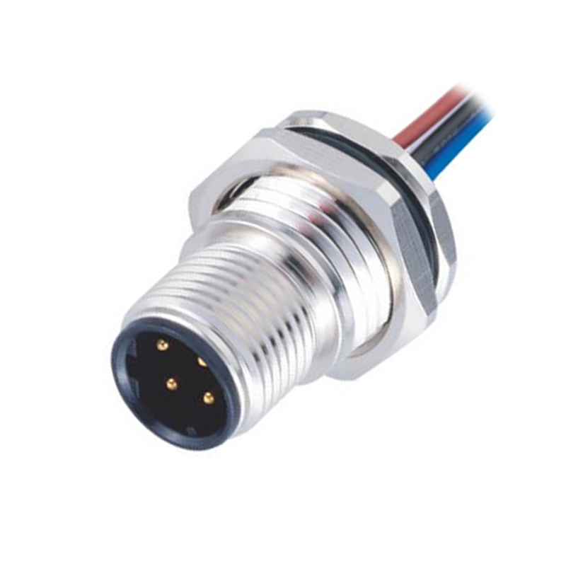 Elecbee 10 pcs M12 Panel Receptacles D Code Straight 4 pin  Male Non-shield connector with 1M cable length
