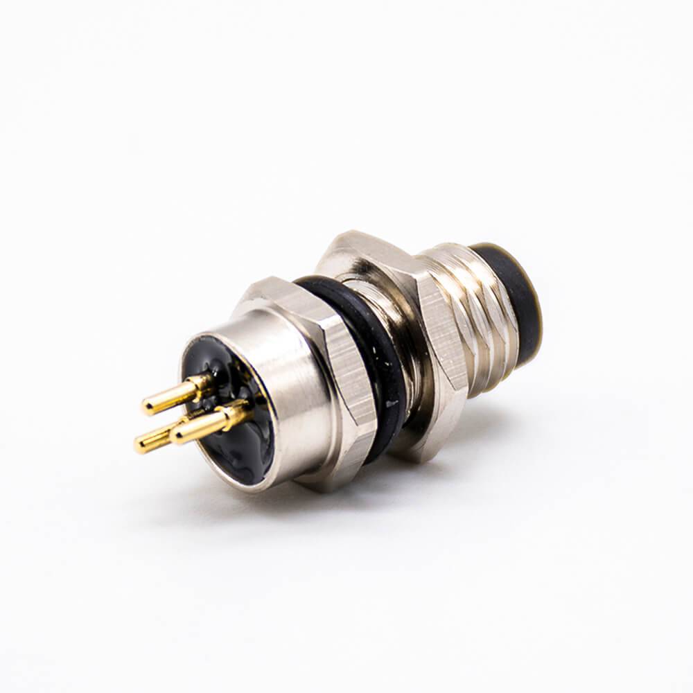 Elecbee M12 Panel Receptacles A Code Straight 3pin Male Non-shield connector