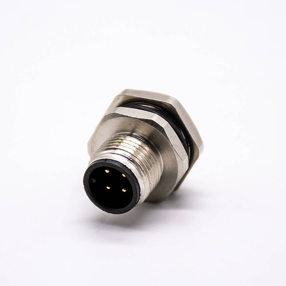 Elecbee M12 Panel Receptacles A Code Straight 4pin Male Non-shield connector