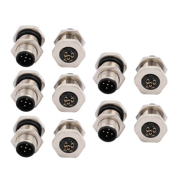 Elecbee 10 pcs M12 Panel Receptacles D Code Straight 5pin Male Non-shield connector