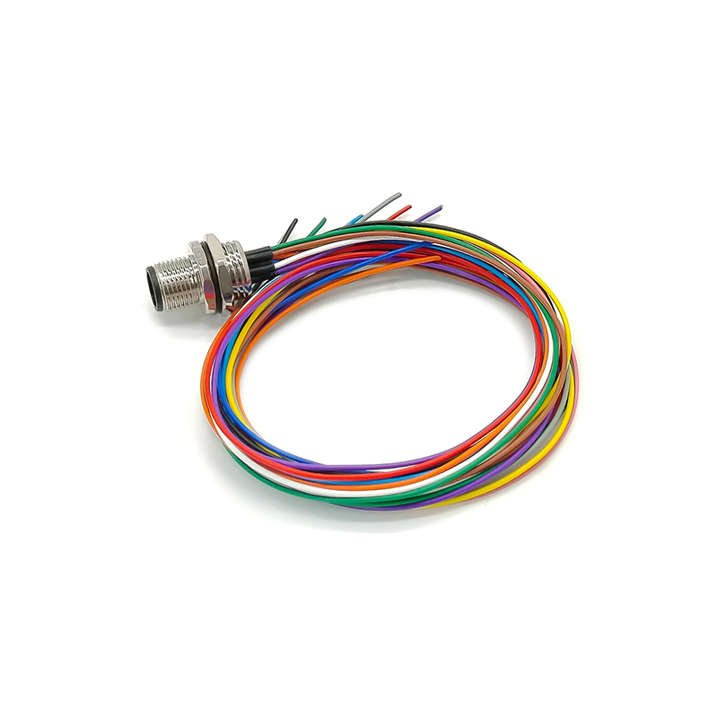 Elecbee M12 Panel Receptacles A Code Straight 12 pin  Male Non-shield connector with 0.5M cable length
