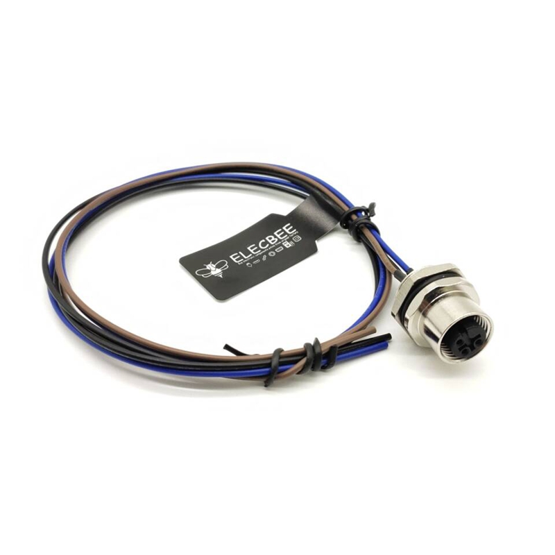 Elecbee M12 Panel Receptacles A Code Straight 3 pin  Female Non-shield connector with 0.5M cable length