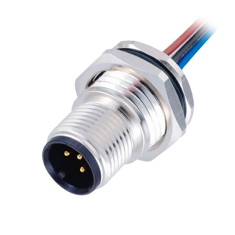 Elecbee M12 Panel Receptacles A Code Straight 3 pin  Male Non-shield connector with 0.5M cable length