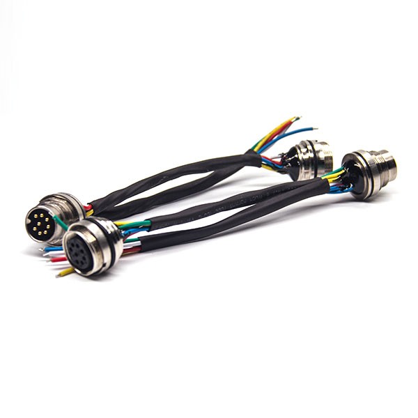 Elecbee M16 8 Pin Cable Male to Female Straight Waterproof A Code Blukhead Assembly Cable 0.3M 24AWG Non-Shield