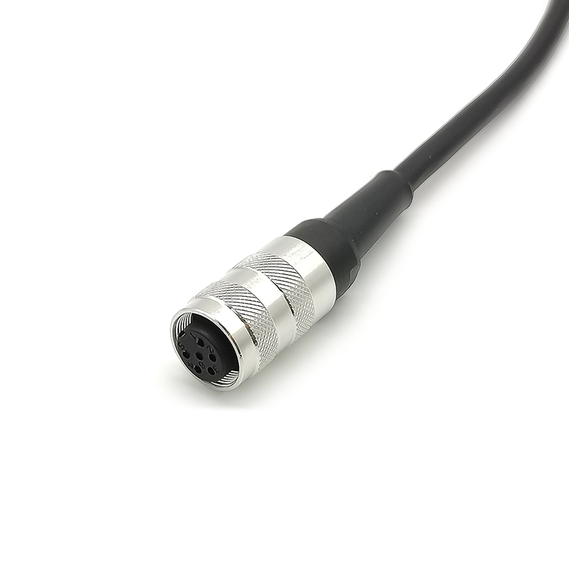 Elecbee M16 Female Type 6Pin A Code Straight Single Ended Cable 1 Meter Assembly Cable with Plastic Tail 