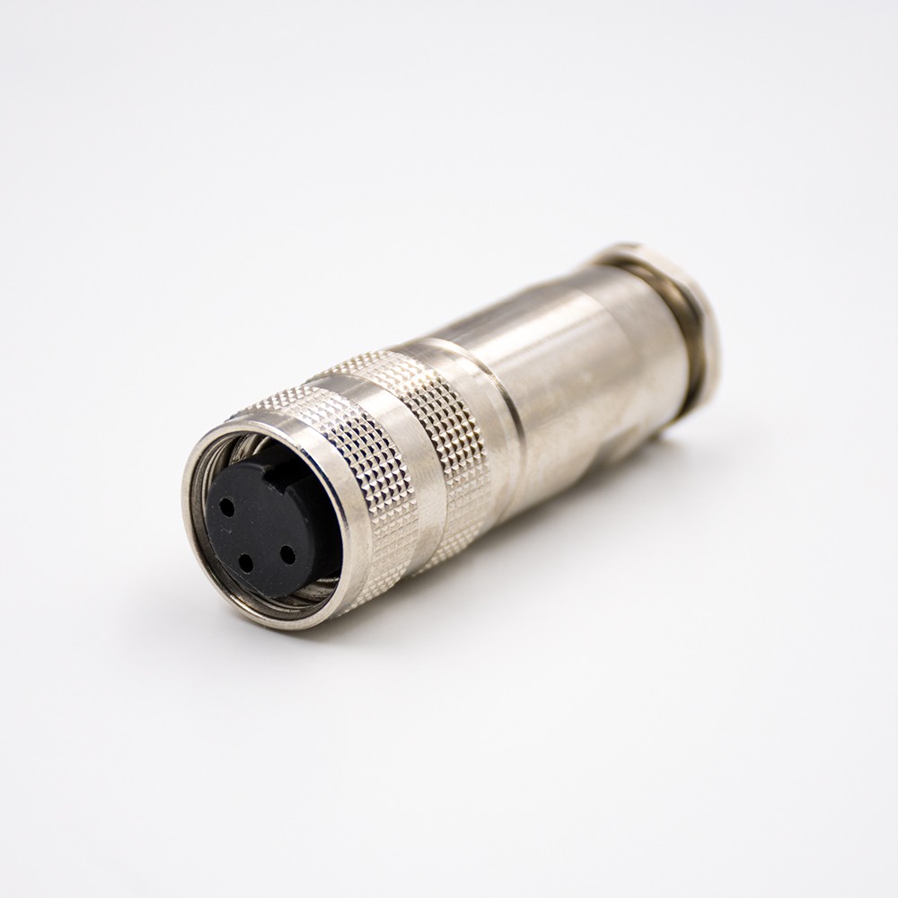 Elecbee M16 Connector 3 Pin Female Waterproof Straight All Metal Shield Field Wireable Connector