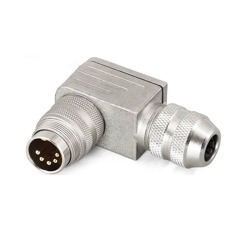 Elecbee M16 IP68 Male Angled Connector 5A pin Shield Solder Type for 6.0-8.5mm Cable