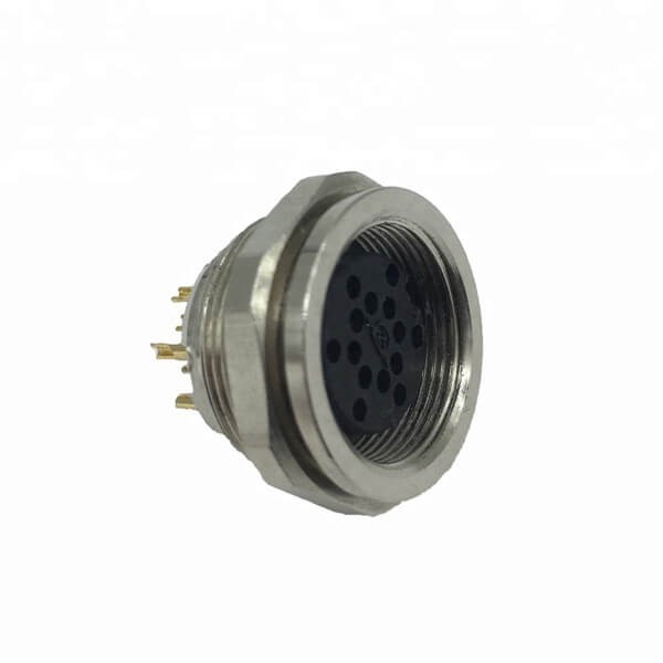 Elecbee 10pcs M16 Connector 14 Pin Female Waterproof Socket Solder Type Connector Shield