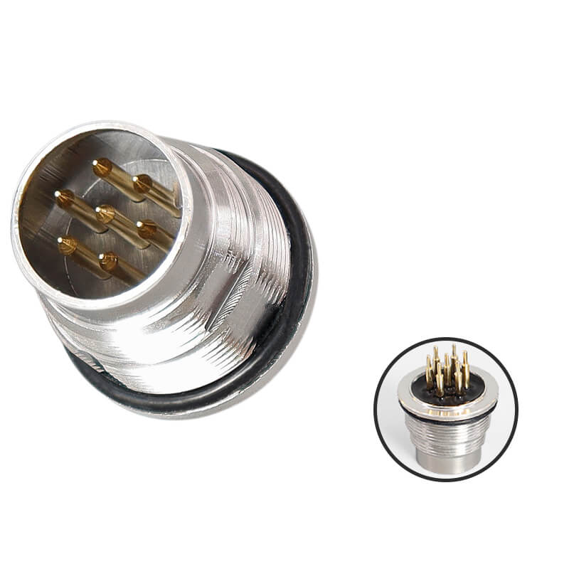 Elecbee M16 Connector Male Panel Receptacles A Coded 7 Pin Waterproof Straight Front Mount PCB Mount Unshield