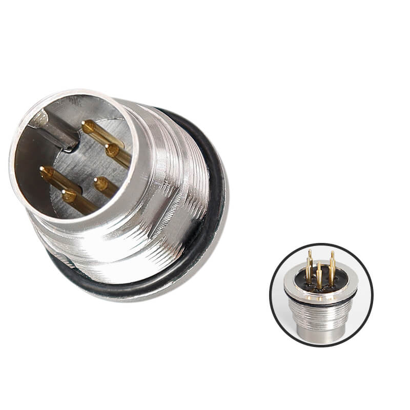 Elecbee M16 Connector Male Socket 5 Pin A Coded Waterproof 180 Degree Front Panel Mount Solder PCB Connector Unshield