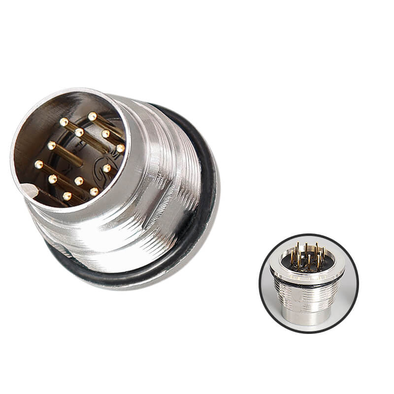 Elecbee M16 Male Field Wireable 12 Pin A Coded 180 Degree Waterproof Panel Receptacles Solder PCB Connector Unshield