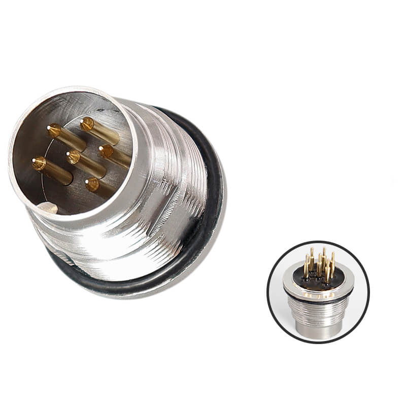 Elecbee M16 Male Field Wireable 6 Pin A Coded 180 Degree Waterproof Panel Receptacles Solder PCB Connector Unshield