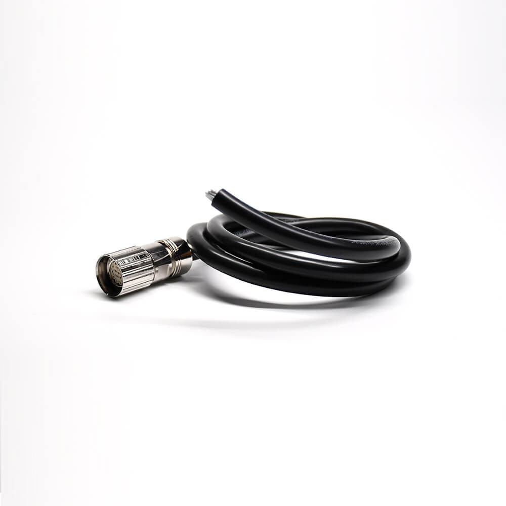 Elecbee M23 17 Pin Cable Straight Waterproof Female Metal Solder Type Assembly Non-Shield Cable With 1M 22AWG Wire