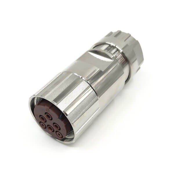 Elecbee M23 Female Connector Screw Crimping Cable Plug M23 6Pin Waterproof Connector Shield