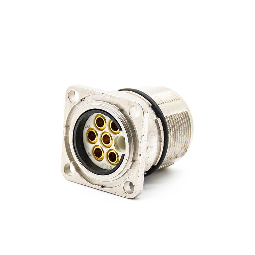 Elecbee M23 6pin Male 4 hole flange mount connector Shield Straight