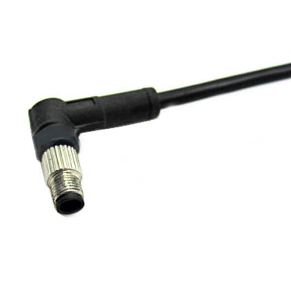 Elecbee Overmold M5 Connector Right Angle 4Pin M5 Male Plug Screw Type Waterproof Non-Shield With 1M 26AWG Wire