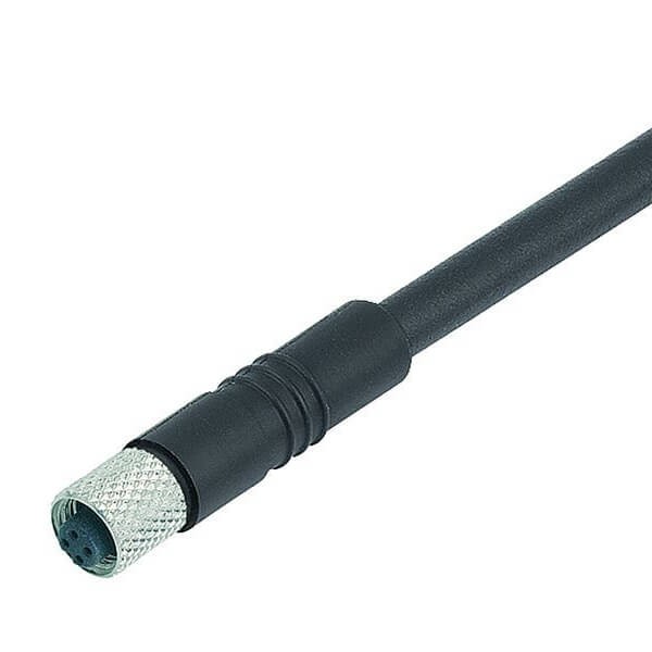 Elecbee Waterproof M5 Connector Single-Ended Cordset Screw Type 4Pin M5 Female Plug Waterproof Non-Shield With 1M 26AWG Wire