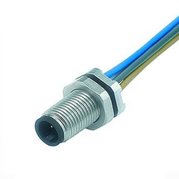 Elecbee M5 Binder Connector Front Mount M5 3 Poles Male Socket Solder With 50CM 26AWG Wire Waterproof Shield 10pcs