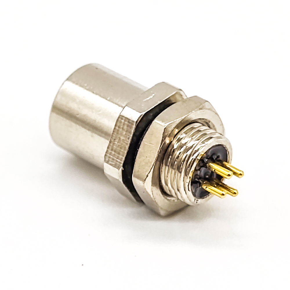 Elecbee M5 Connector 4Pin M5 Female Back Mount PCB Socket Waterproof Shield Aviation Connector