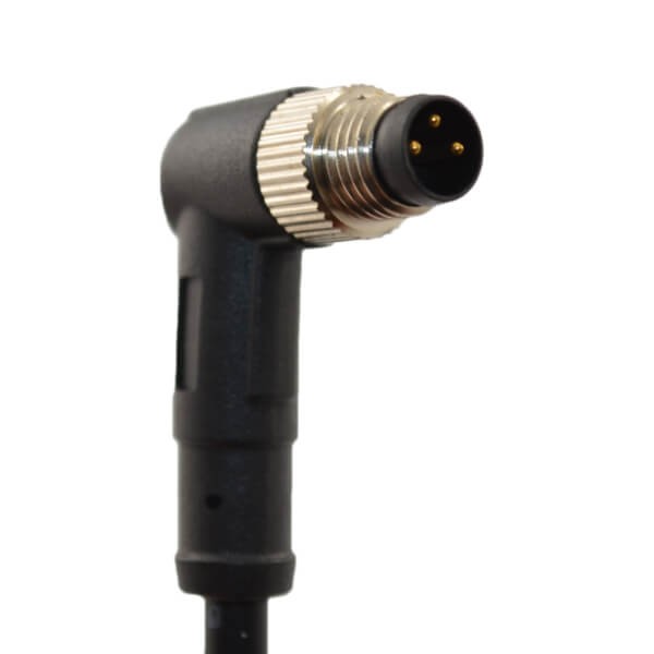 Elecbee 10pcs 90 Degree M8 Connector Waterproof Right Angle A Coding 3 Pin Male Plug With 1M 26AWG PVC Cable