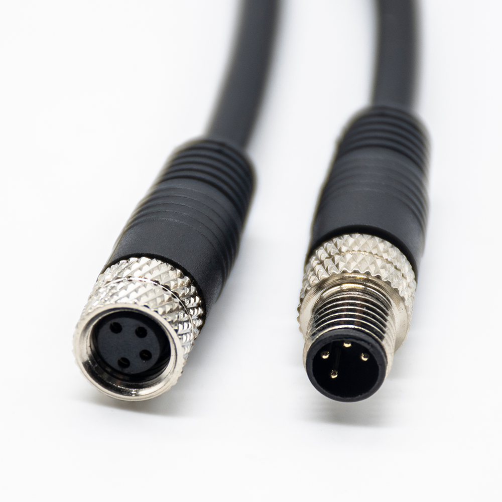Elecbee 10pcs M8 Cable Waterproof Non-Shield Straight Molding 4 Pins Female Plug To Male Plug With 1M 24AWG Wire