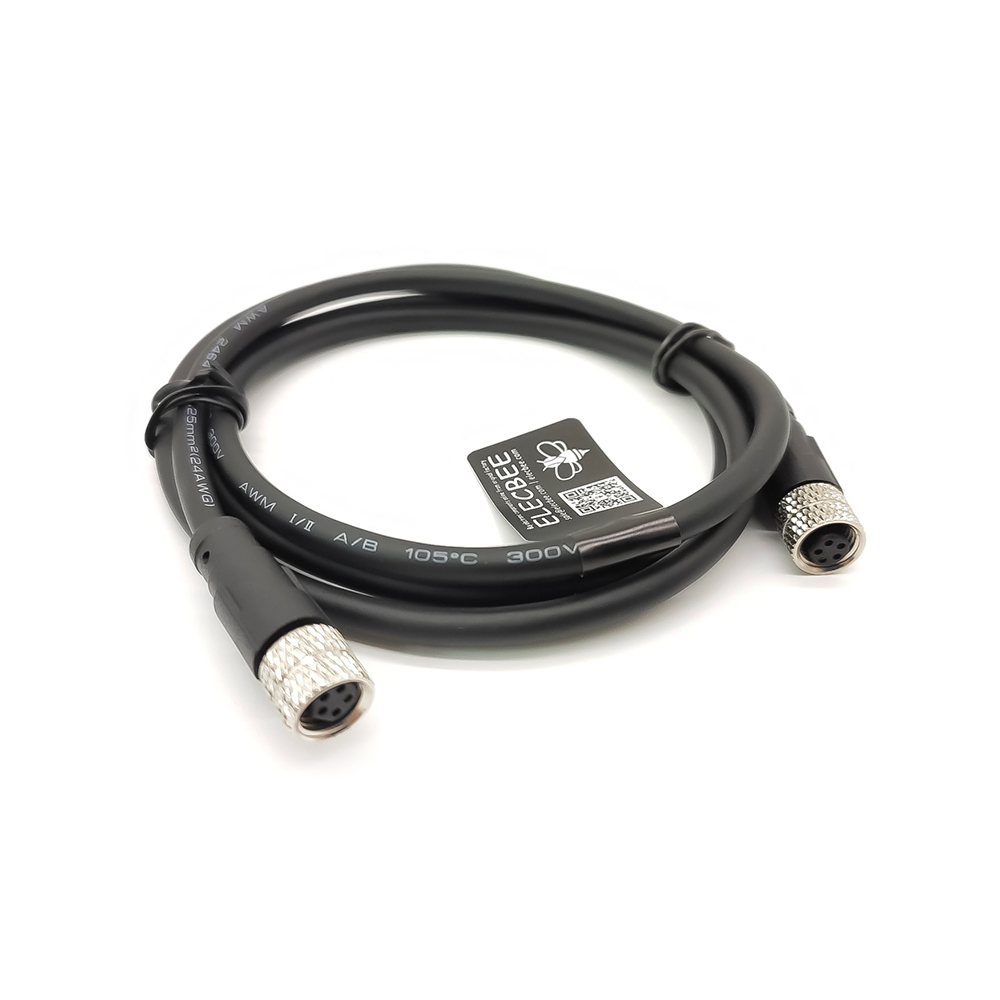 Elecbee M8 Cordsets B Code 5Pin Female to Female Overmold Cable 1M AWG22 Length Shiled