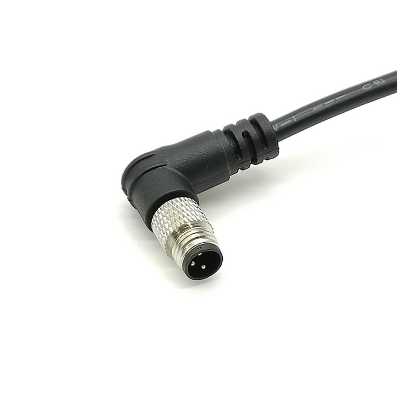 Elecbee M8 3Pin Plug To 3Pin Plug Cable Connector Waterproof Right Angle Male To Male Plug With 1M 24AWG Molding Cable