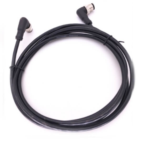 Elecbee M8 4 Pin Cable Female Rigth Angle to M18/TQ 10 Pin Male Plug Straight with 0.2M 24AWG Molding Cable