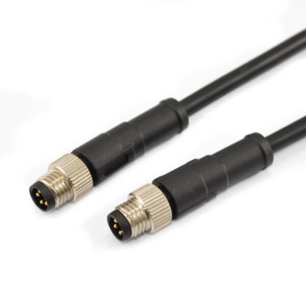 Elecbee M8 Cable Gland Waterproof Straight Molding Cable 4Pin Male Plug To 4Pin Male Plug With 1M 24AWG Wire