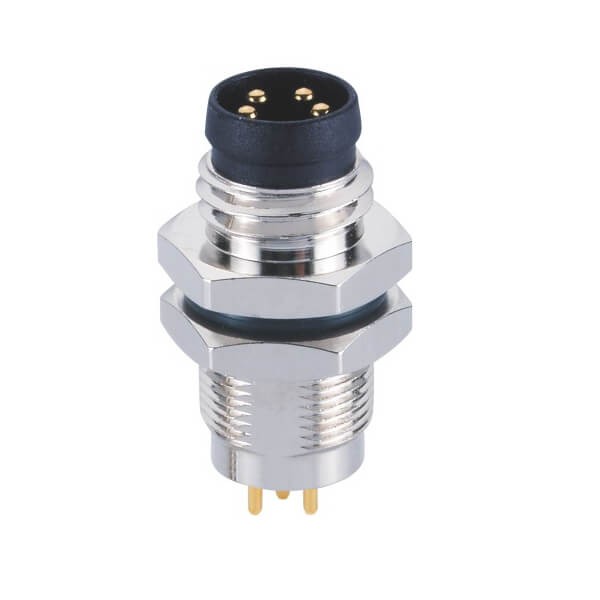 Elecbee 10 pcs Panel Mount Socket M8 Connector Waterproof Straight Back Mount Male 4Pin PCB Connector
