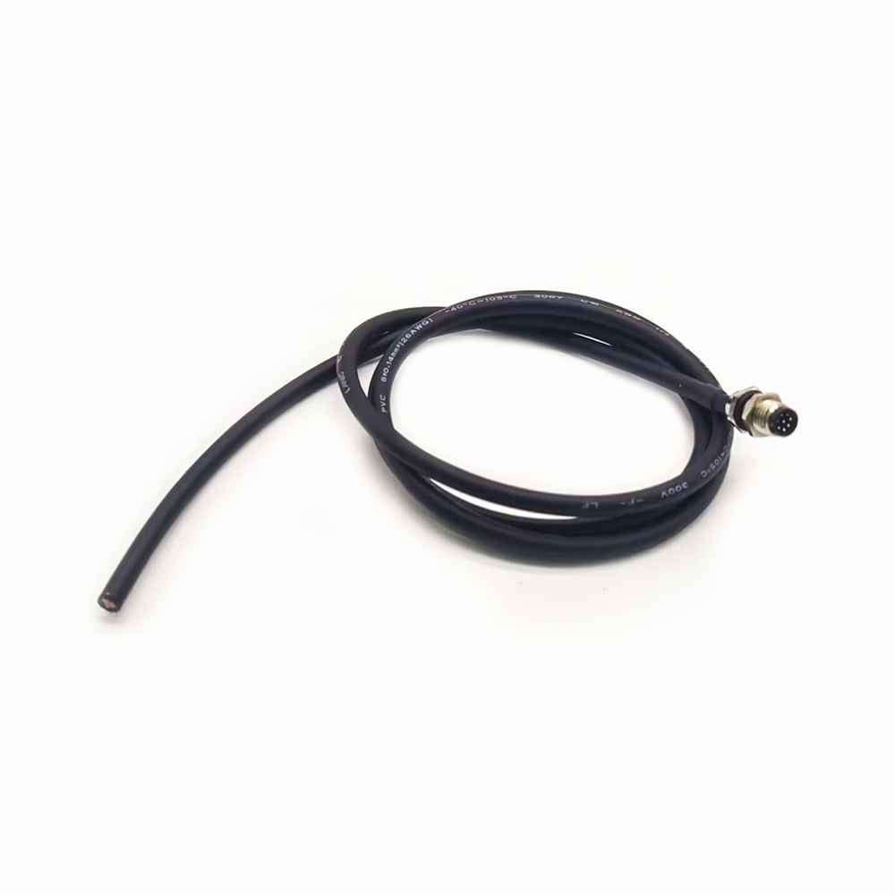 Elecbee M8 8 Pin Male Cable Connector Circular Waterproof Straight A Coding Panel Mount Solder Socket With 1M 26AWG Wire