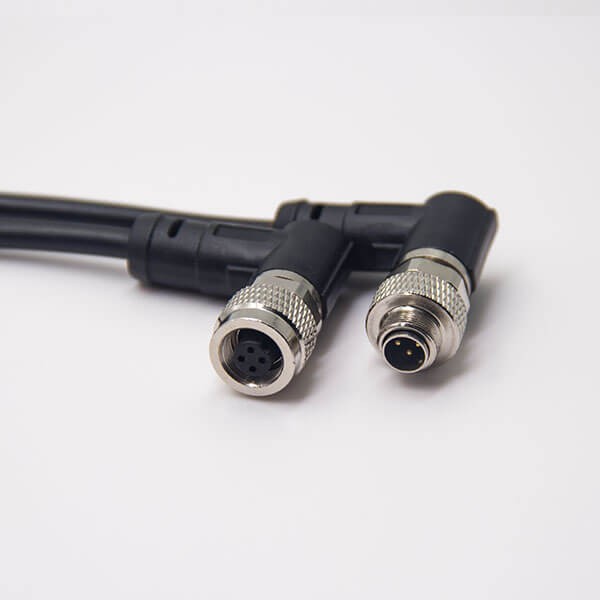 Elecbee 4 Pin Cable Circular Connector Waterproof Right Angle Male to Female Cordset Non-Shield