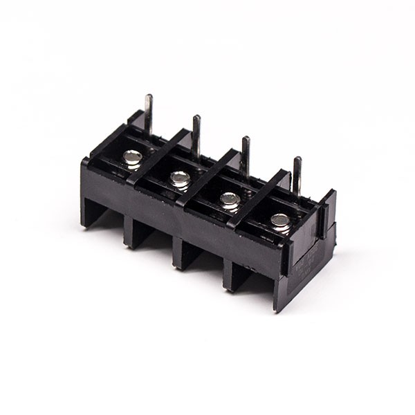 Elecbee Barrier Terminal Block PCB Mount 4pin Black Straight Through Hole Connector